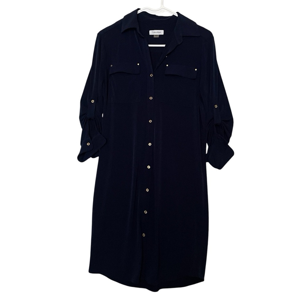 Calvin Klein Women's navy button up Shirt Dress